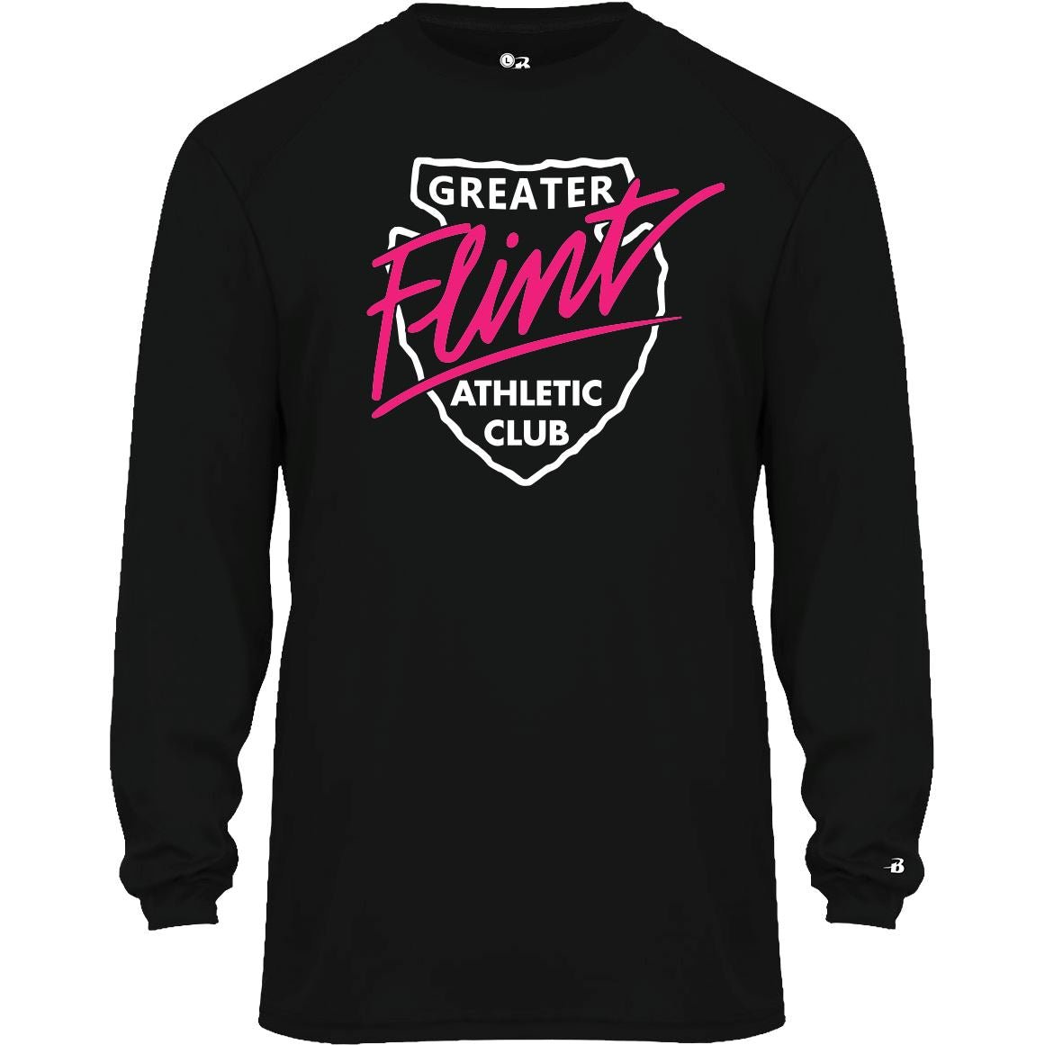 B-Core Long Sleeve Tee Black- GFAC Pink Flint - Bauman's Running & Walking Shop