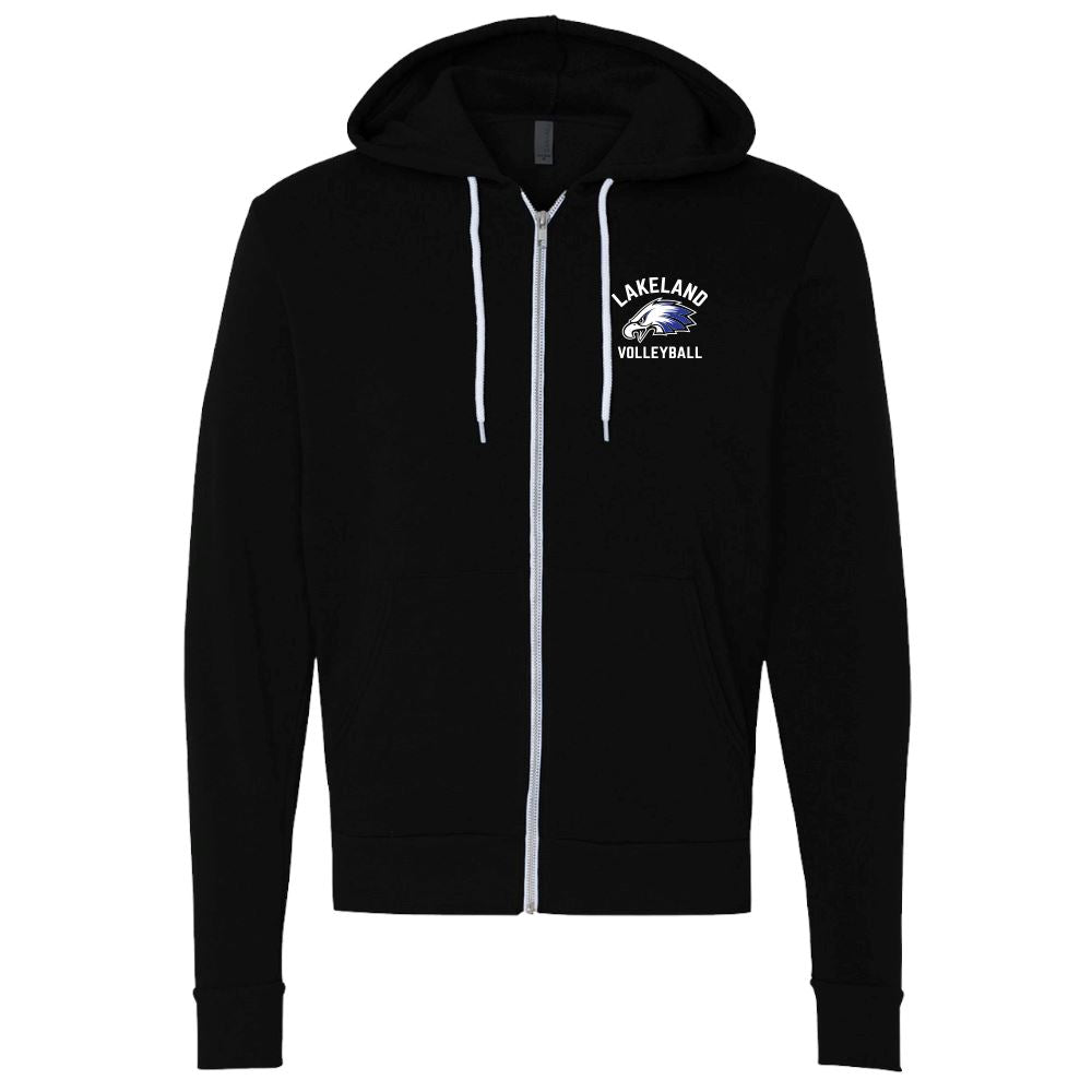 BELLA+CANVAS Unisex "Lakeland Volleyball" Sponge Fleece Full-Zip Hoodie - Bauman's Running & Walking Shop