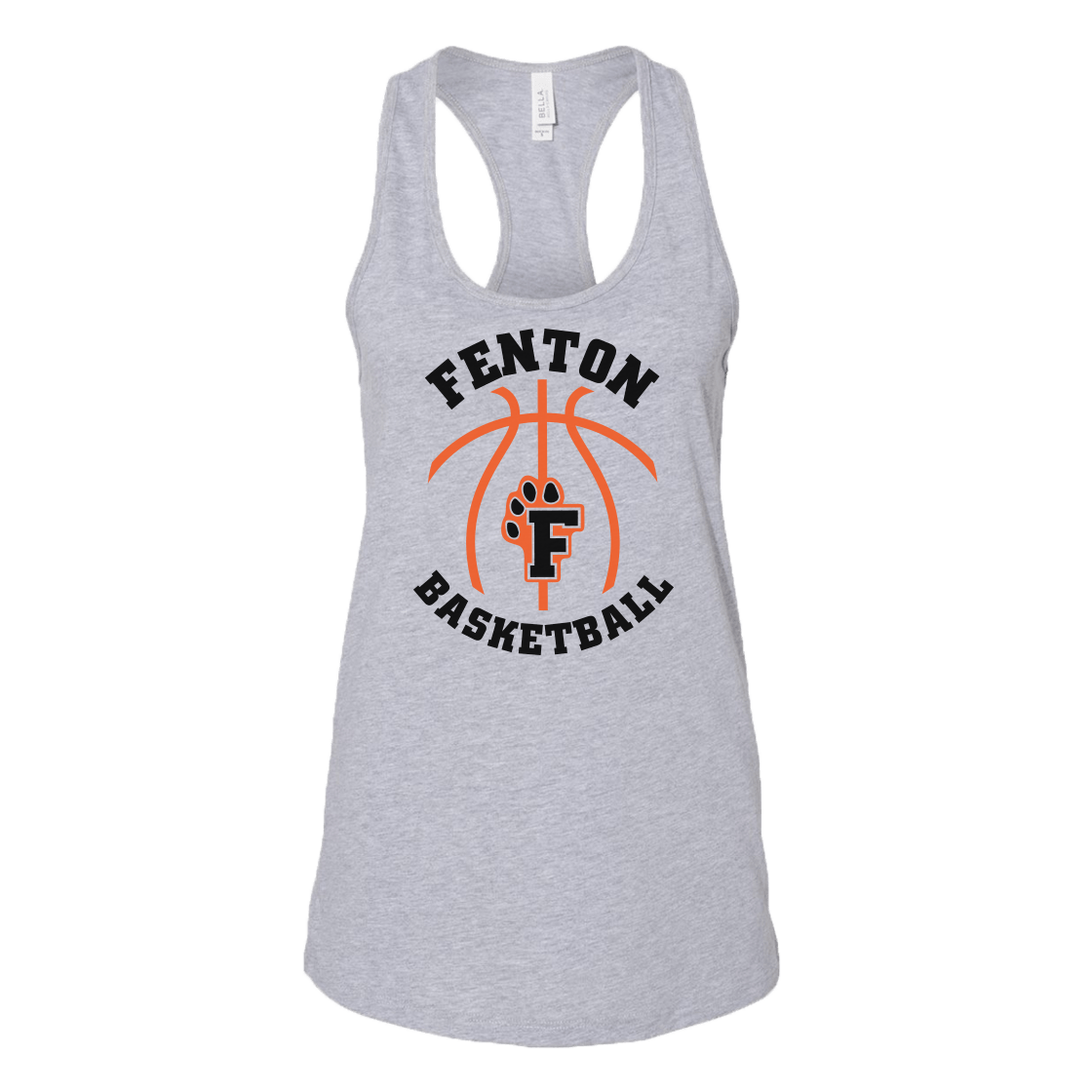 Fenton Basketball - Athletic Heather - Ladies Jersey Racerback Tank - Bauman's Running & Walking Shop