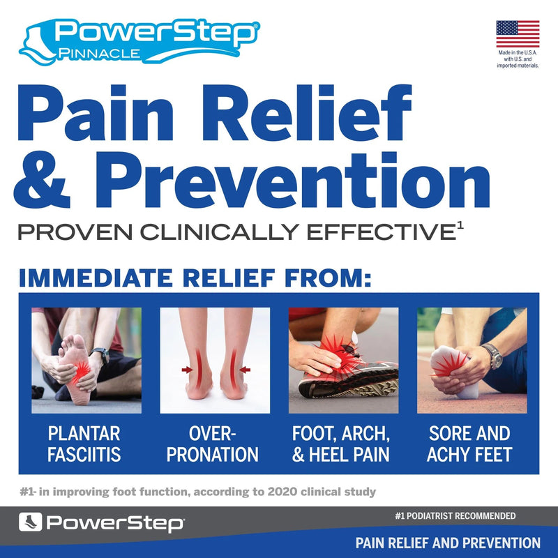 PowerStep Pinnacle Insoles | Plantar Fasciitis & Heel Pain Relief Orthotic - Bauman's Running & Walking Shop