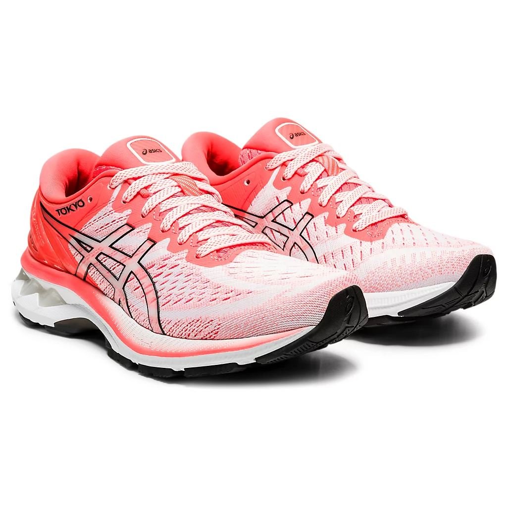 Women's ASICS Gel-Kayano 27 Tokyo (White/Sunrise Red) - Bauman's Running & Walking Shop