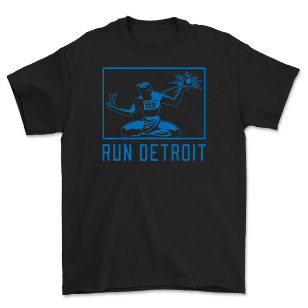 Run Detroit T-Shirt Black and Honolulu Blue