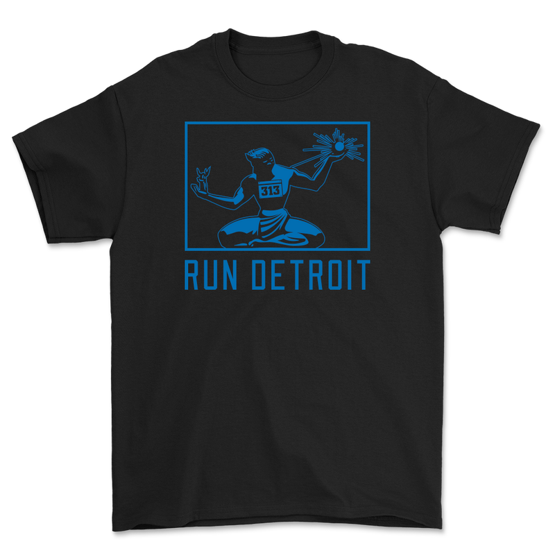 Run Detroit T-Shirt Black and Honolulu Blue