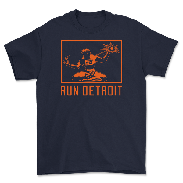 Run Detroit T-Shirt Navy and Orange