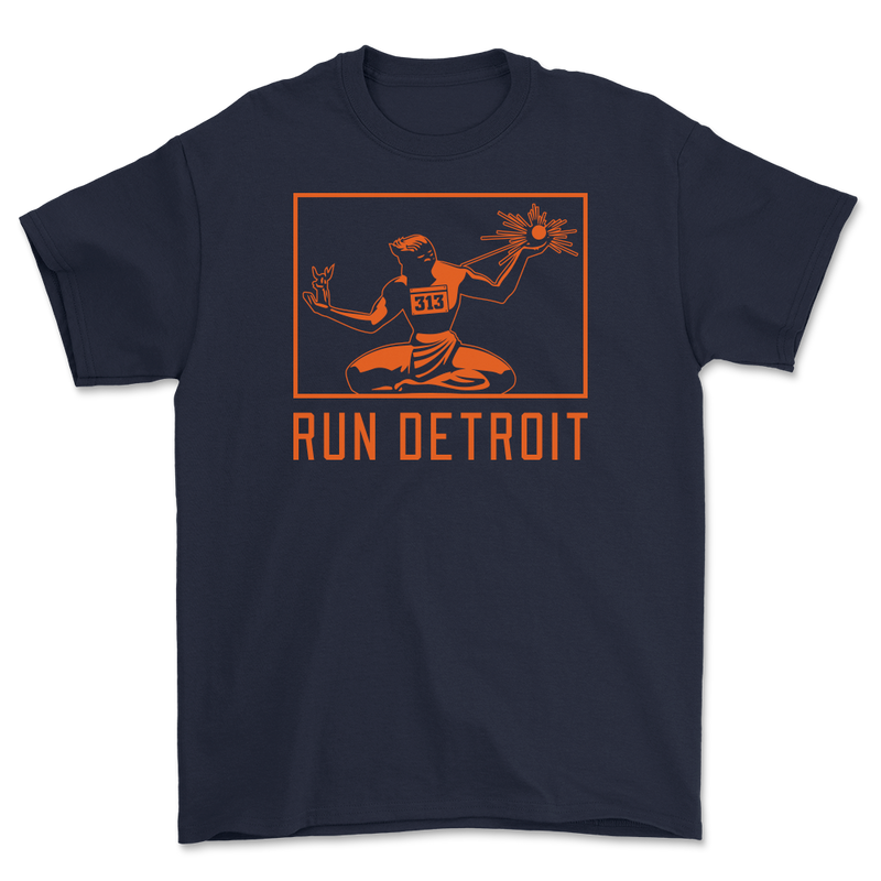 Run Detroit T-Shirt Navy and Orange