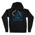 Run Detroit Hooded Sweatshirt Black and Honolulu Blue