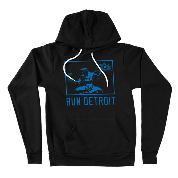 Run Detroit Hooded Sweatshirt Black and Honolulu Blue