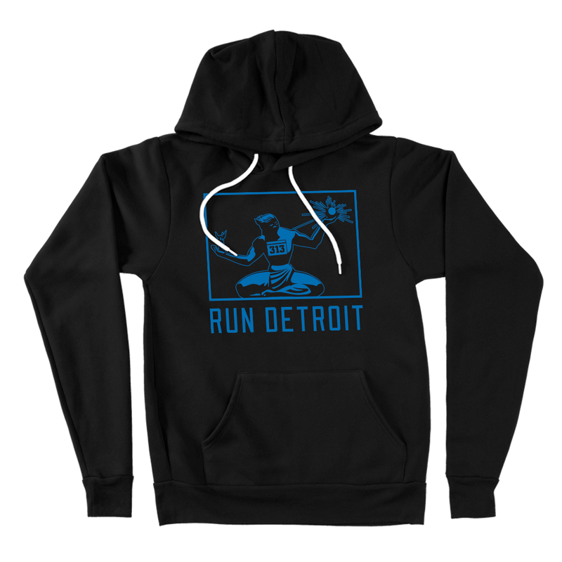 Run Detroit Hooded Sweatshirt Black and Honolulu Blue