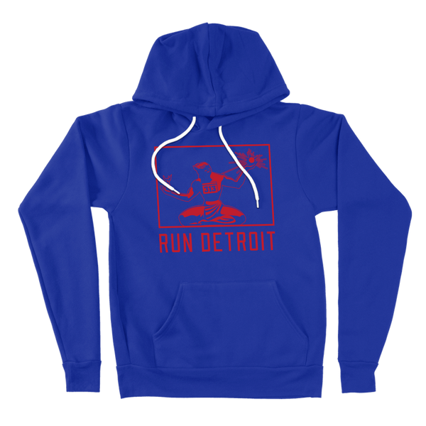 Run Detroit Hooded Sweatshirt Blue and Red