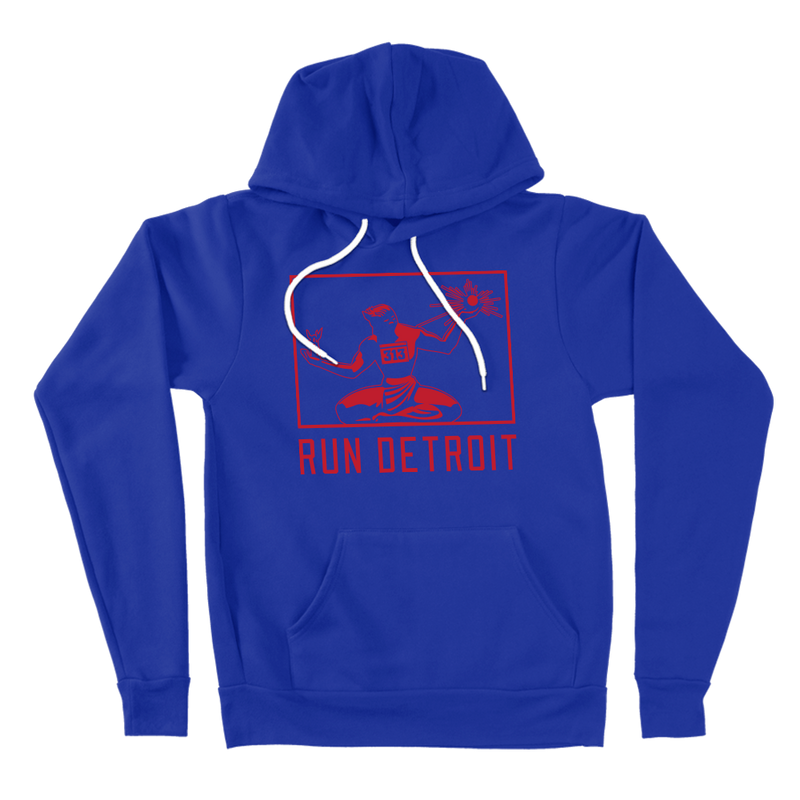 Run Detroit Hooded Sweatshirt Blue and Red