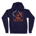 Run Detroit Hooded Sweatshirt Navy and Orange