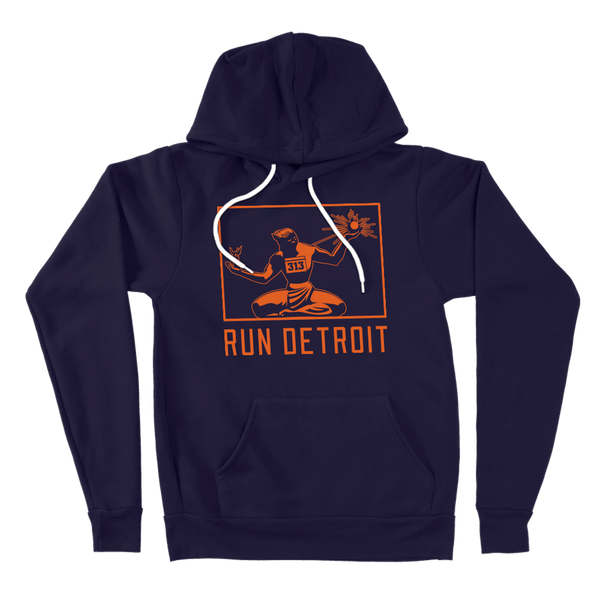 Run Detroit Hooded Sweatshirt Navy and Orange