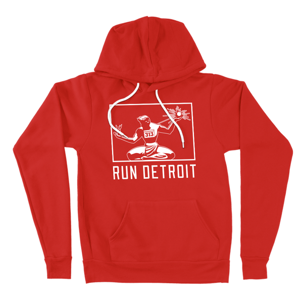 Run Detroit Hooded Sweatshirt Red and White