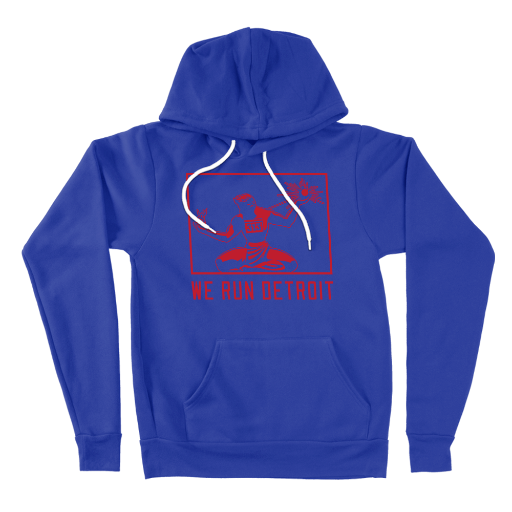We Run Detroit Hooded Sweatshirt Blue and Red