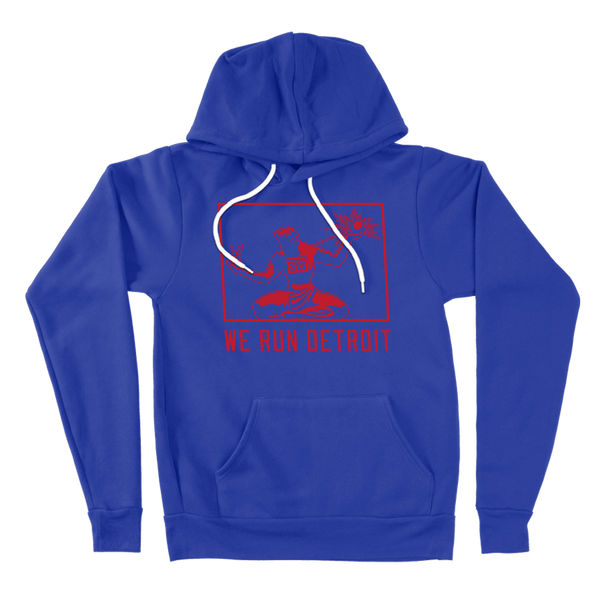 We Run Detroit Hooded Sweatshirt Blue and Red