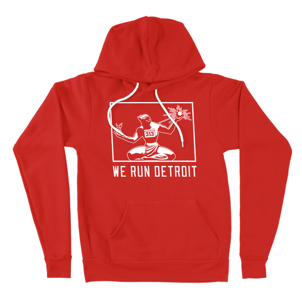 We Run Detroit Hooded Sweatshirt Red and White
