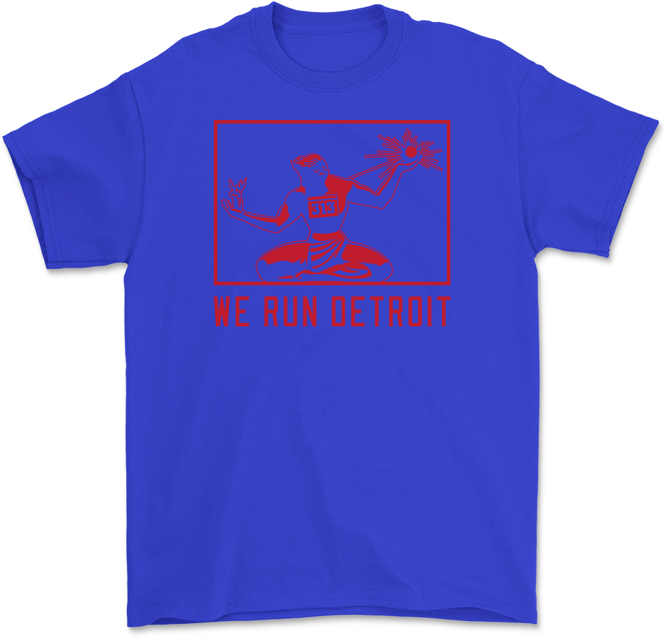 We Run Detroit T-Shirt Red and Blue