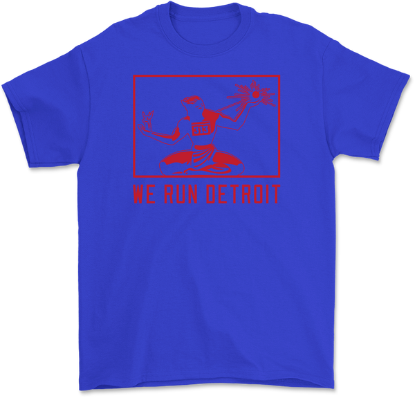 We Run Detroit T-Shirt Red and Blue
