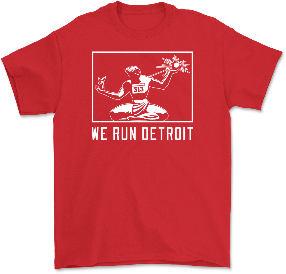 We Run Detroit T-Shirt Red and White