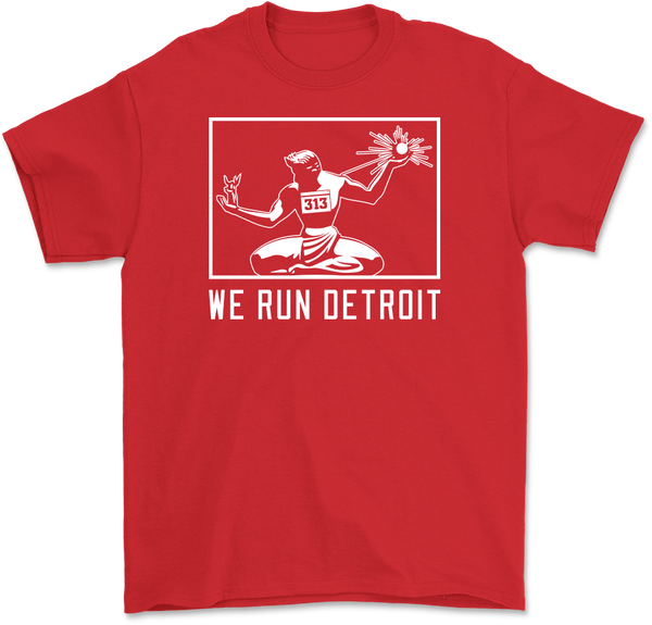 We Run Detroit T-Shirt Red and White