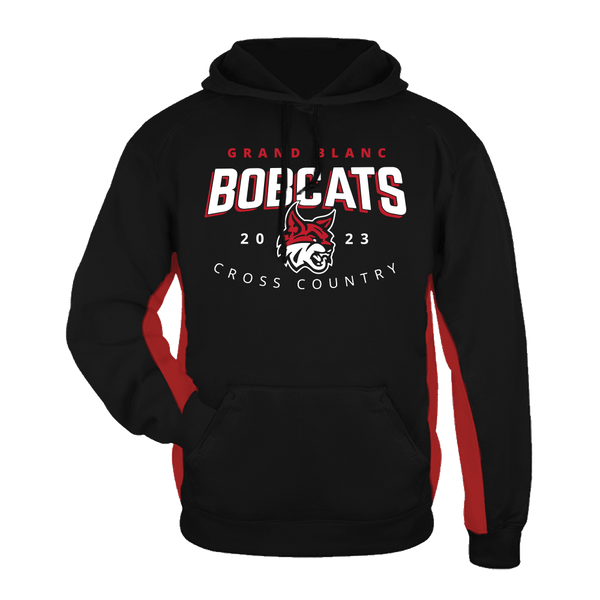 Badger Sport Unisex Performance Fleece Hood Black/Red - Bobcats 23 - Bauman's Running & Walking Shop