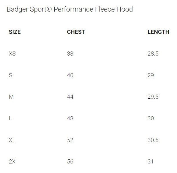 Badger Sport Unisex Performance Fleece Hood Black/Red - GBXC - Bauman's Running & Walking Shop