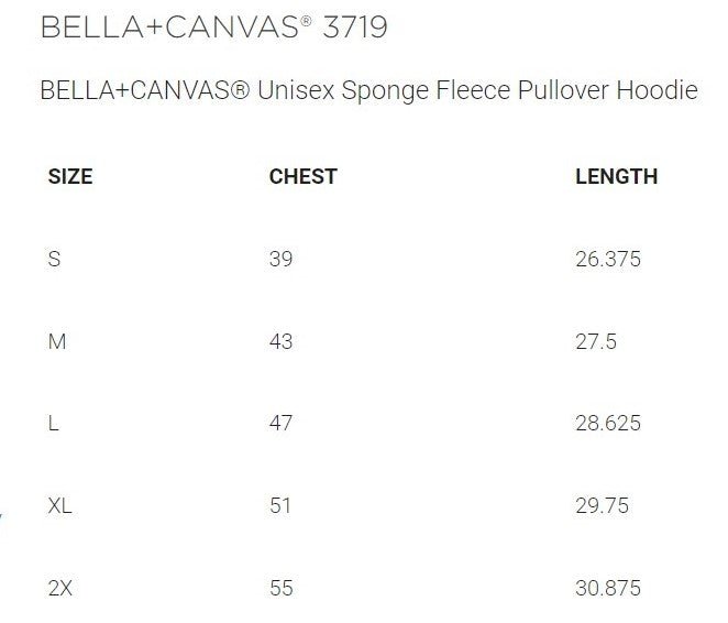 BELLA+CANVAS Unisex Sponge Fleece Pullover Hoodie D1 - Bauman's Running & Walking Shop