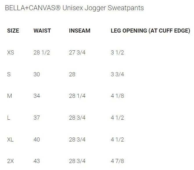 LFXC - Bella+Canvas Unisex Jogger Sweatpants - BDXC23 - Bauman's Running & Walking Shop