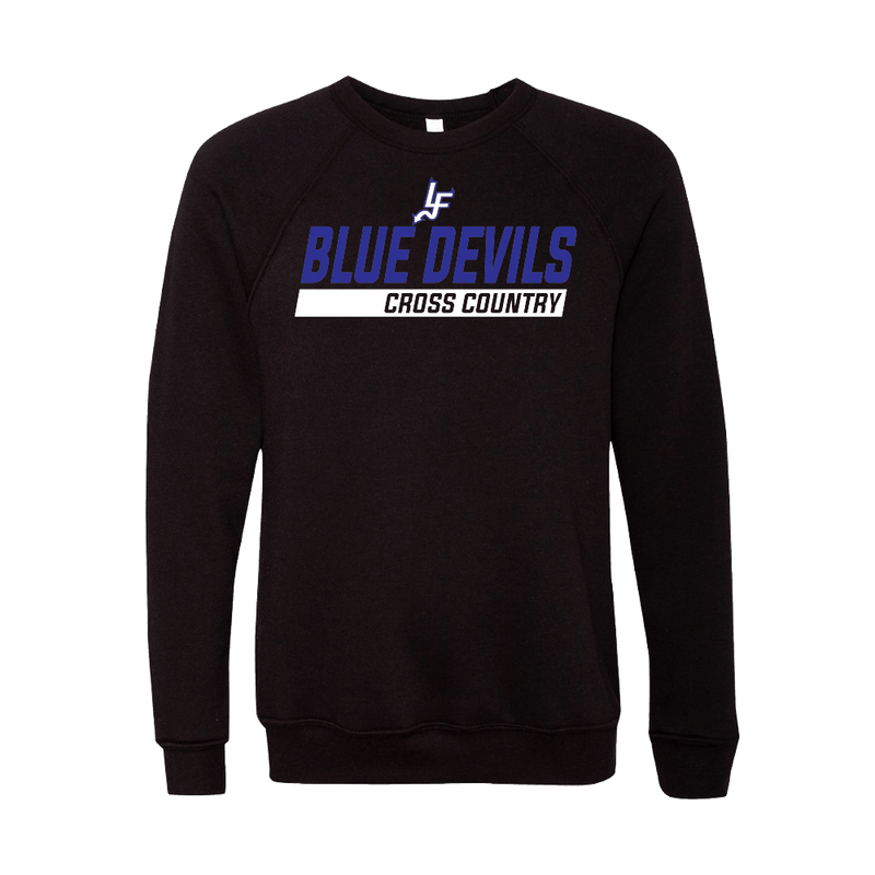 LFXC - BELLA+CANVAS Unisex Sponge Fleece Raglan Sweatshirt - Blue Devils Cross - Bauman's Running & Walking Shop