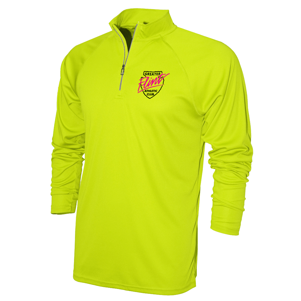 NEW!!! BAW Men's HI-VIZ Unisex 1/4 Zip - GFAC - Bauman's Running & Walking Shop
