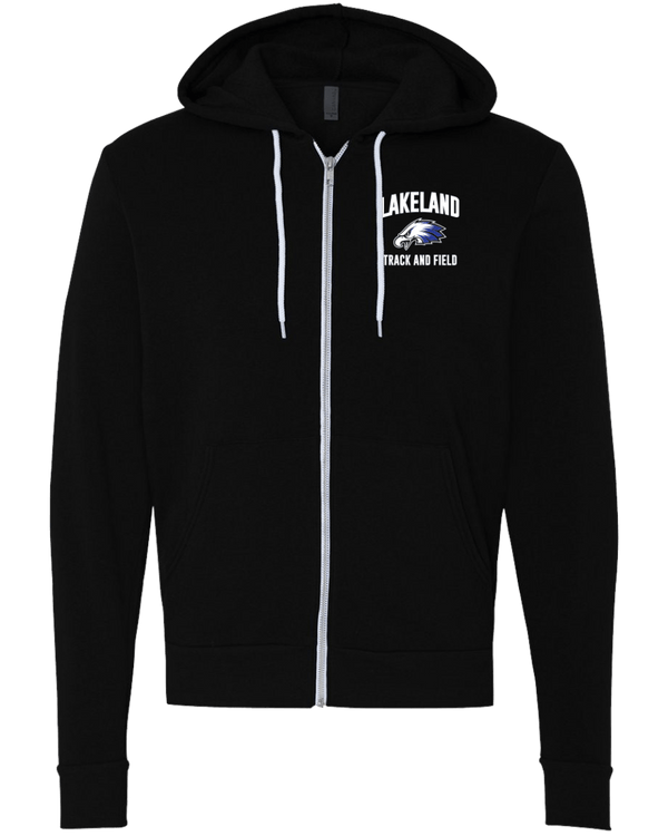 Unisex Sponge Fleece Zip Hood - Lakeland Left Chest - Bauman's Running & Walking Shop
