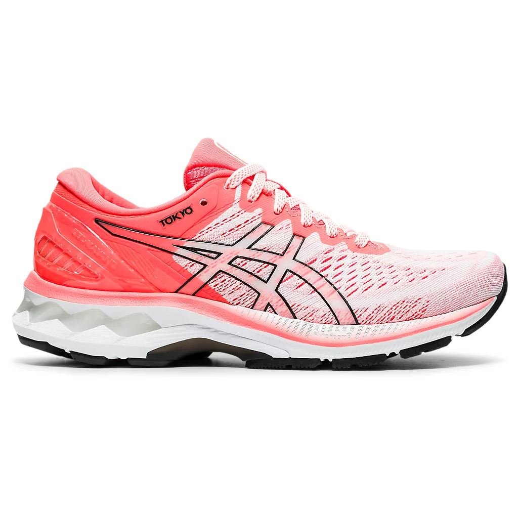 Women's ASICS Gel-Kayano 27 Tokyo (White/Sunrise Red) - Bauman's Running & Walking Shop