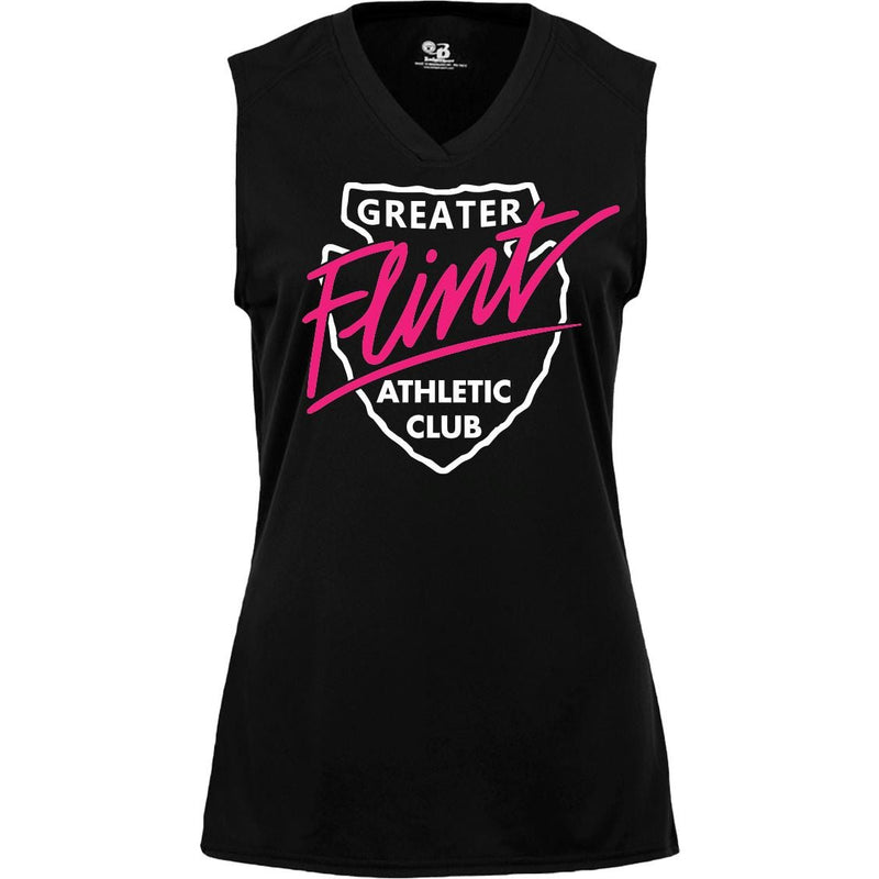Women's B-Core Black Sleeveless Tee - GFAC Pink Flint - Bauman's Running & Walking Shop
