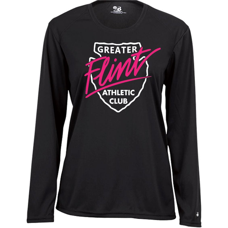 Women's B-Core Long Sleeve Tee - GFAC Pink Flint - Bauman's Running & Walking Shop