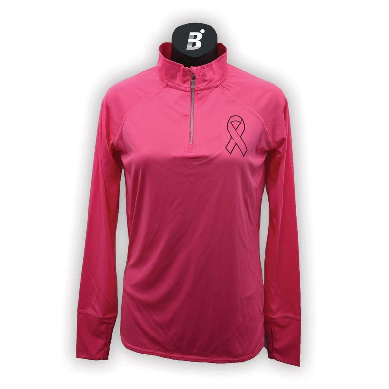 Women's Pink Quarter Zip Long Sleeve - Bauman's Running & Walking Shop