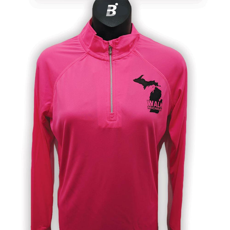 Women's Pink Quarter Zip Long Sleeve - Bauman's Running & Walking Shop